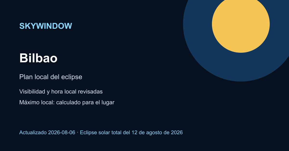 Resumen de SkyWindow para observar el eclipse de 2026 en Bilbao